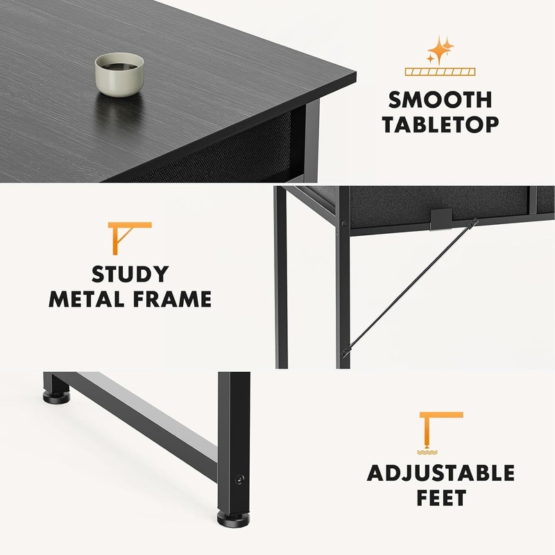 Small Computer Desk for Home Office, 32" Working PC Table with 2 Fabric Drawers gallery