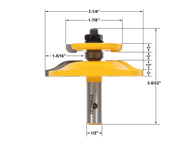 3-1/4" Ogee Raised Panel with Backcutter Router Bit - 1/2" Shank - Yonico 12143 gallery