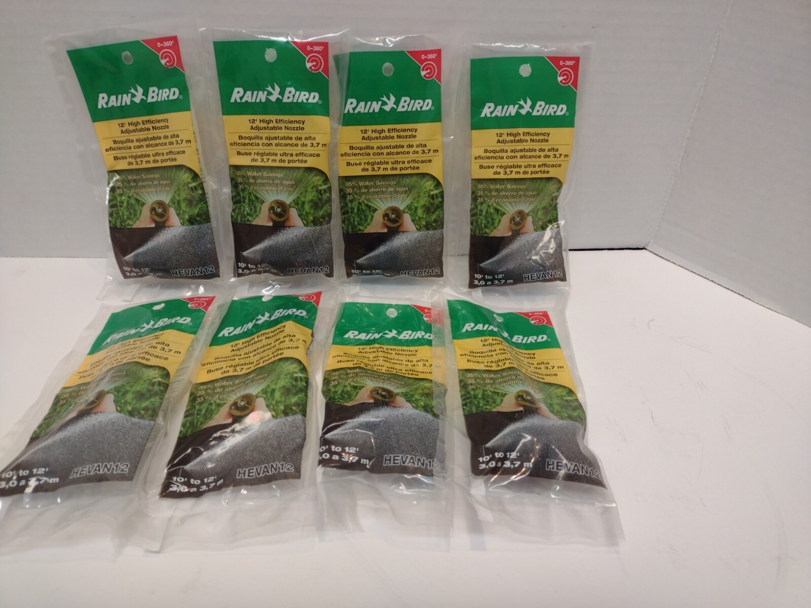 New Rain Bird 10' to 12' High Efficiency Adjustable Spray Head Nozzles- Lot of 8 gallery