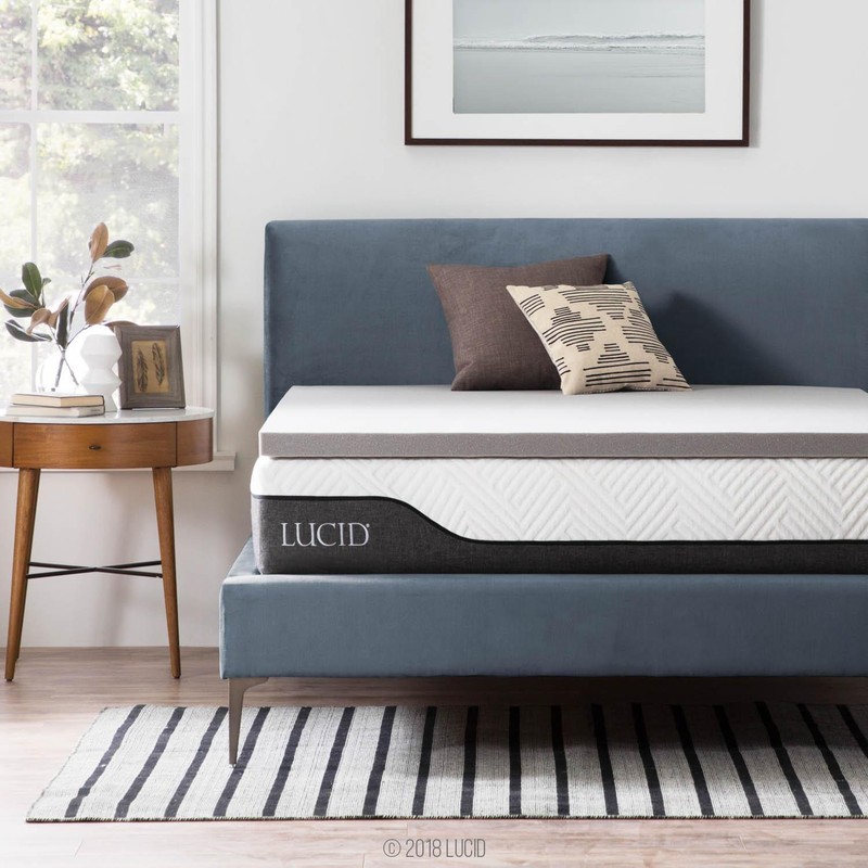 LUCID 2, 3, 4 in Bamboo Charcoal Memory Foam Mattress Topper, Expand in 48 Hours gallery