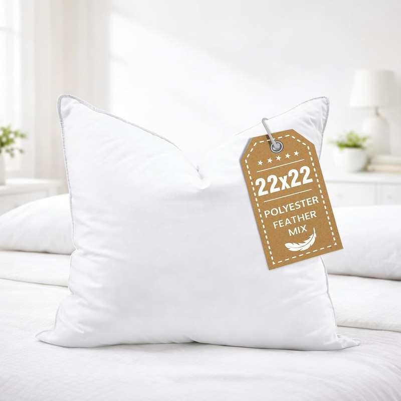 22x22 Throw Pillow Insert Down Feather Pillow Insert Soft White Bedroom Couch gallery