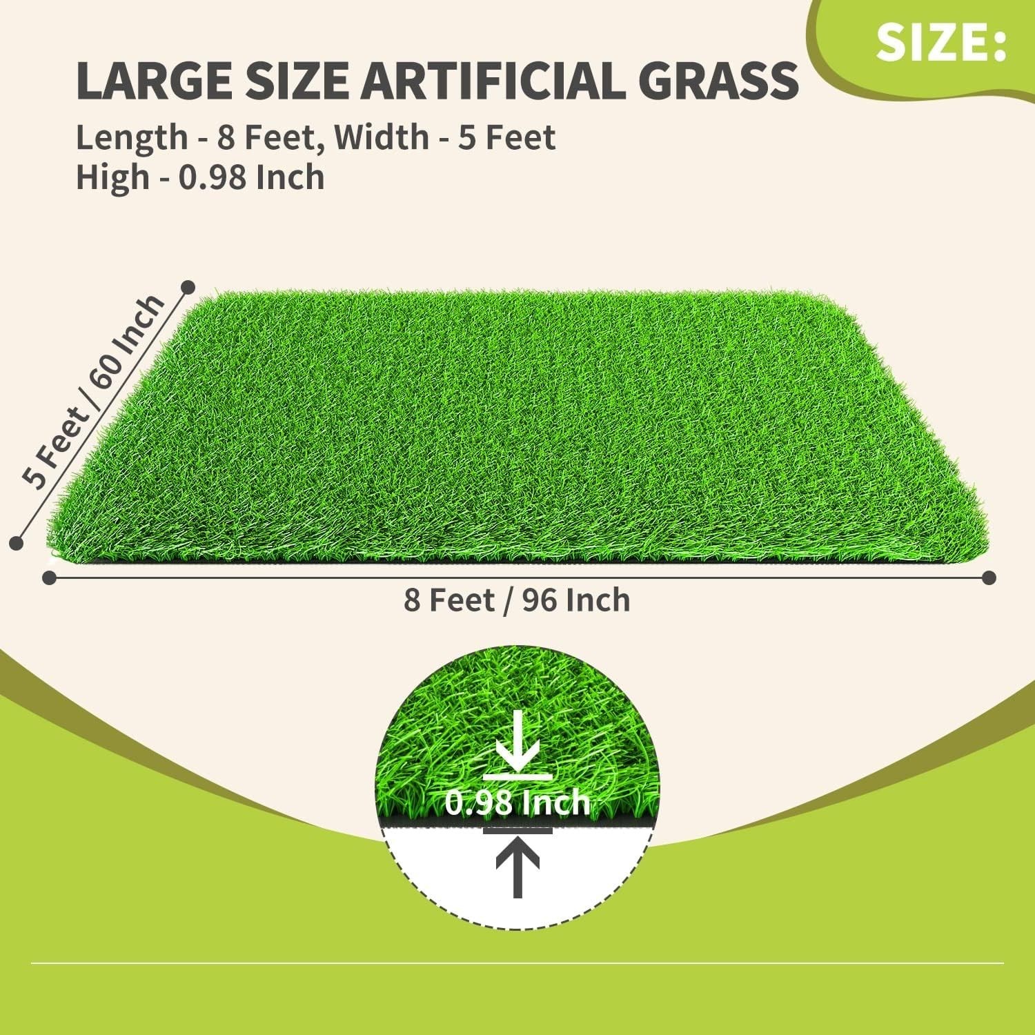 Artificial Grass Rug Indoor Outdoor, Realistic Synthetic Grass w/ Drainage 3'x5' gallery