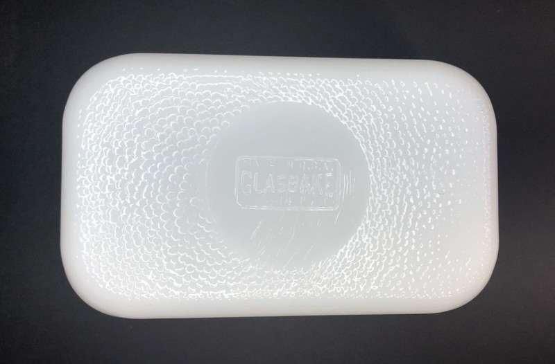 Glasbake White Milk Glass Bread Baking Dish With Lid J 305-4- 1 1/2 qt gallery