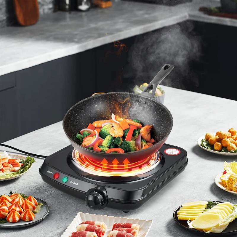 Portable Single Burner and Hot Plate, Easy to Clean, Black, 120V~ 1100W gallery