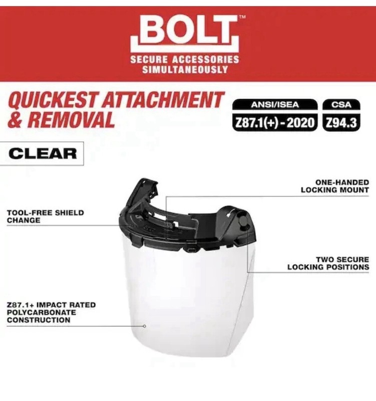 Milwaukee Bolt Task Full Face Shield - Clear Uncoated Lens (Opened) gallery