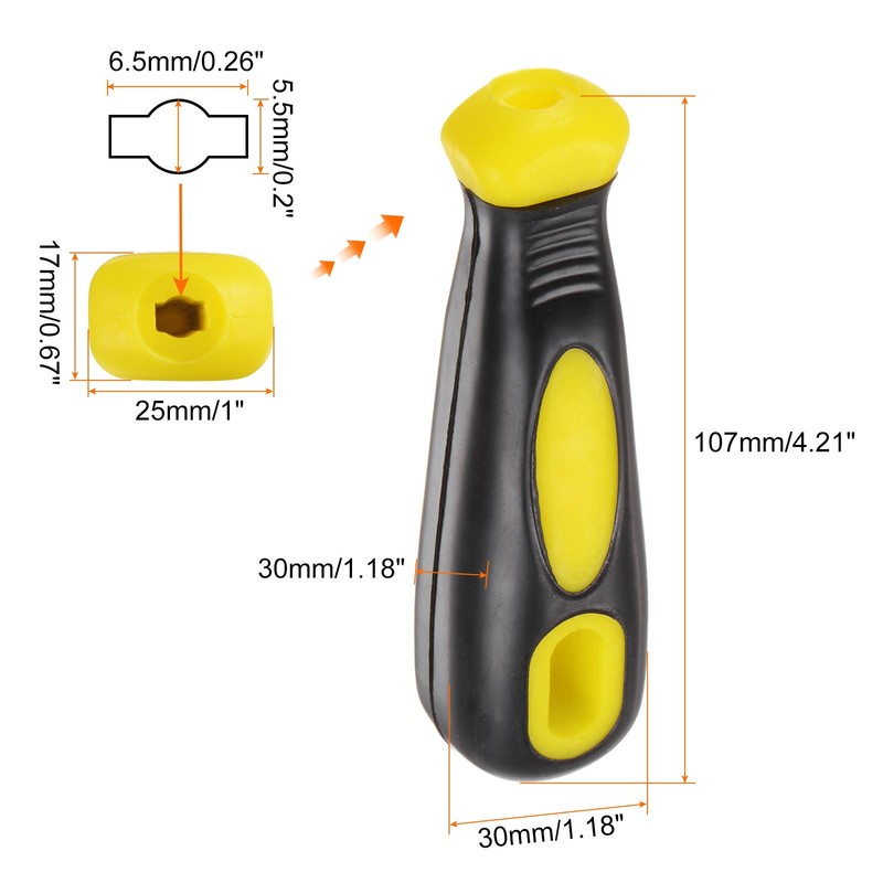 Rubber File Handle 4.21" Round Rectangular Hole Handles for 8" Files gallery