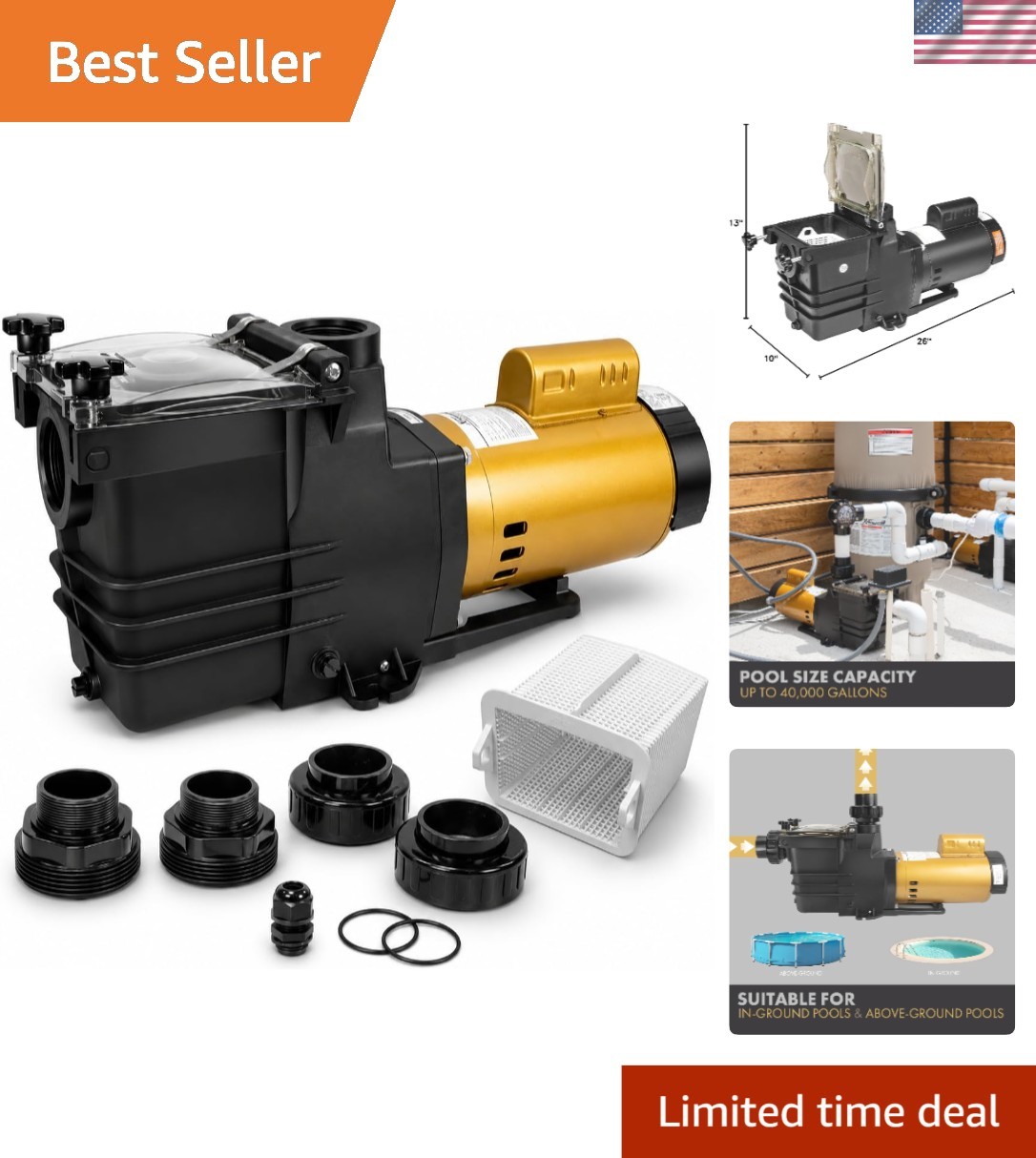 Quiet 1HP Variable Speed Pool Pump - Stainless Steel & ABS For Long-Lasting Use gallery