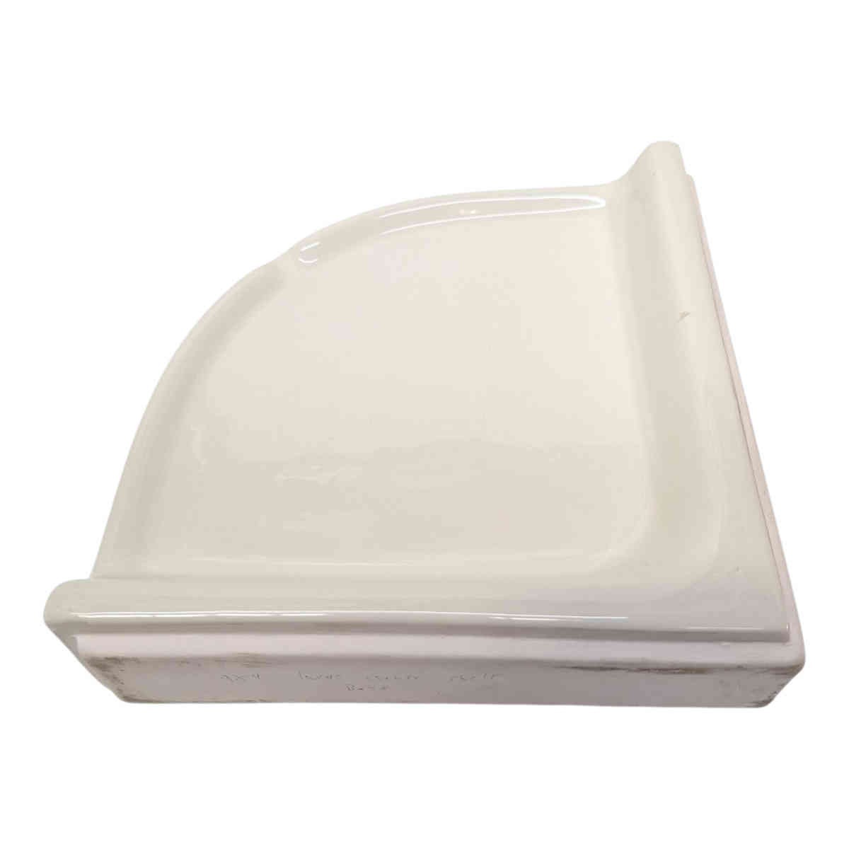 Round Extra Large Bone Glossy Ceramic Corner Shelf for Shower Bathroom Wall gallery