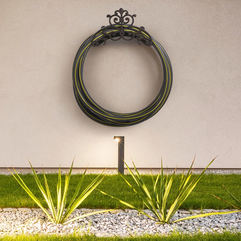 Wall Mounted Brown Cast Iron Scrollwork Garden Hose Holder Reel Storage Rack gallery