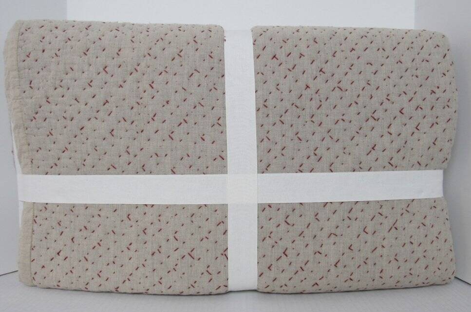 Pottery Barn Cross Stitch Velvet Quilt, Full Queen 92" x 88" Ruby NWT gallery