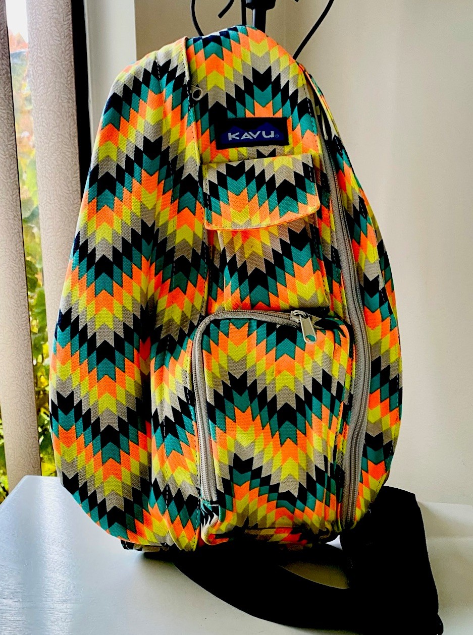 NWOT Kavu Rope Sling Back Bag Backpack Aztec Multicolor Zigzag