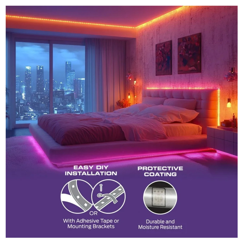 Monster Smart Lighting Indoor LED Light Strip, RGBIC Multicolor Flow LED Lights gallery