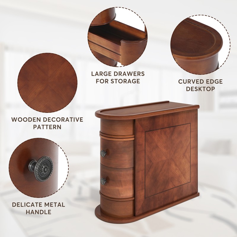 Tribesigns Narrow End Table Sofa Side Table Slim Wood Nightstand with 2 Drawers gallery