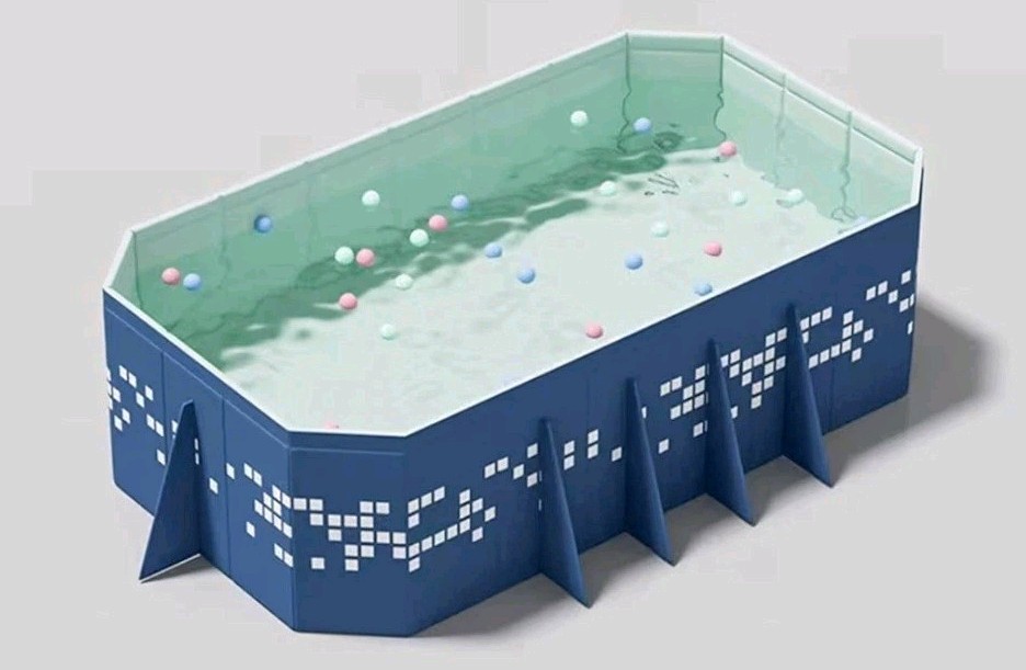 Non Inflatable Foldable Swimming Pool, Foldable Outdoor, Blue, 260x165x50cm
