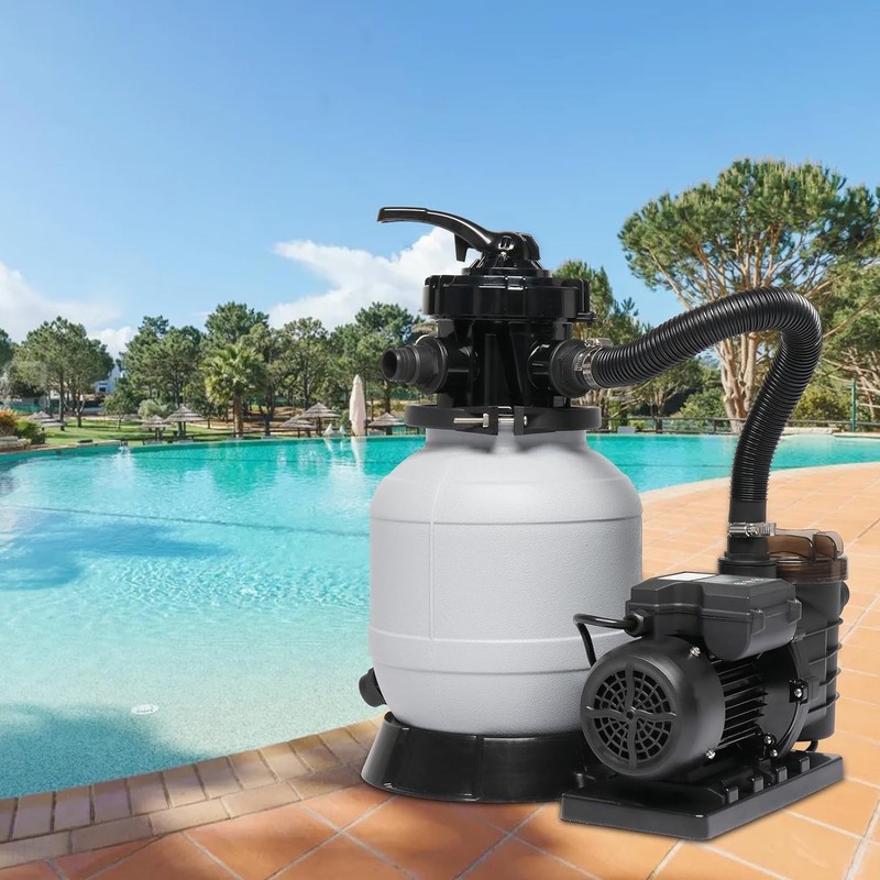 Above Ground Pool Sand Filter Pump Combo – 1/3HP, 2087GPH Flow, 24H Auto Timer gallery