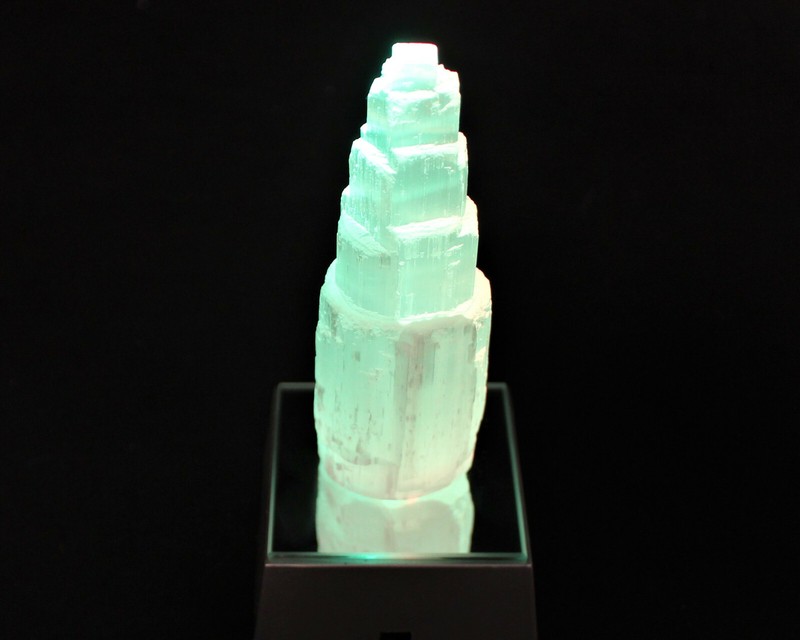 LED Light Base LED Multi Color Changing LED Square Base Selenite Jewel Display gallery