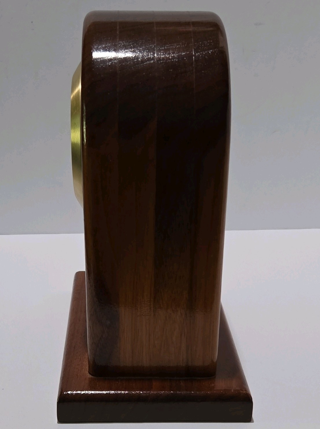 Hand made, Wood Desk Clock Quartz Analog 12-Hour Brown/Gold Non-Numeric Marks gallery