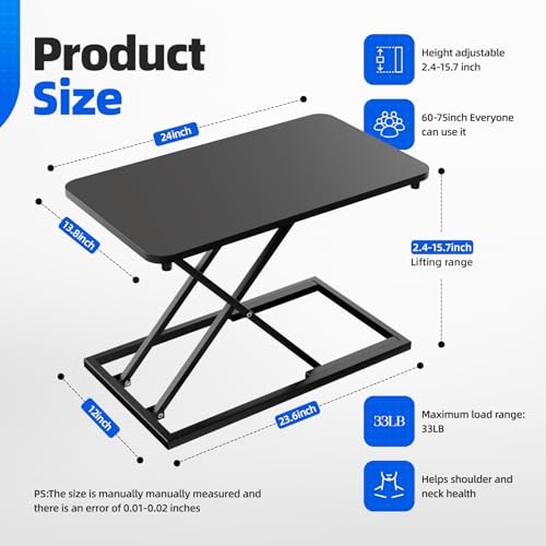 Standing Desk Converter Height Adjustable, Sit to Stand up Desk Riser Black gallery