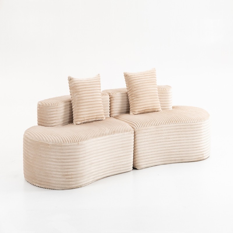 Modern Modular Sectional Sofa No Installation Corduroy Upholstered 2 Seat Couch gallery