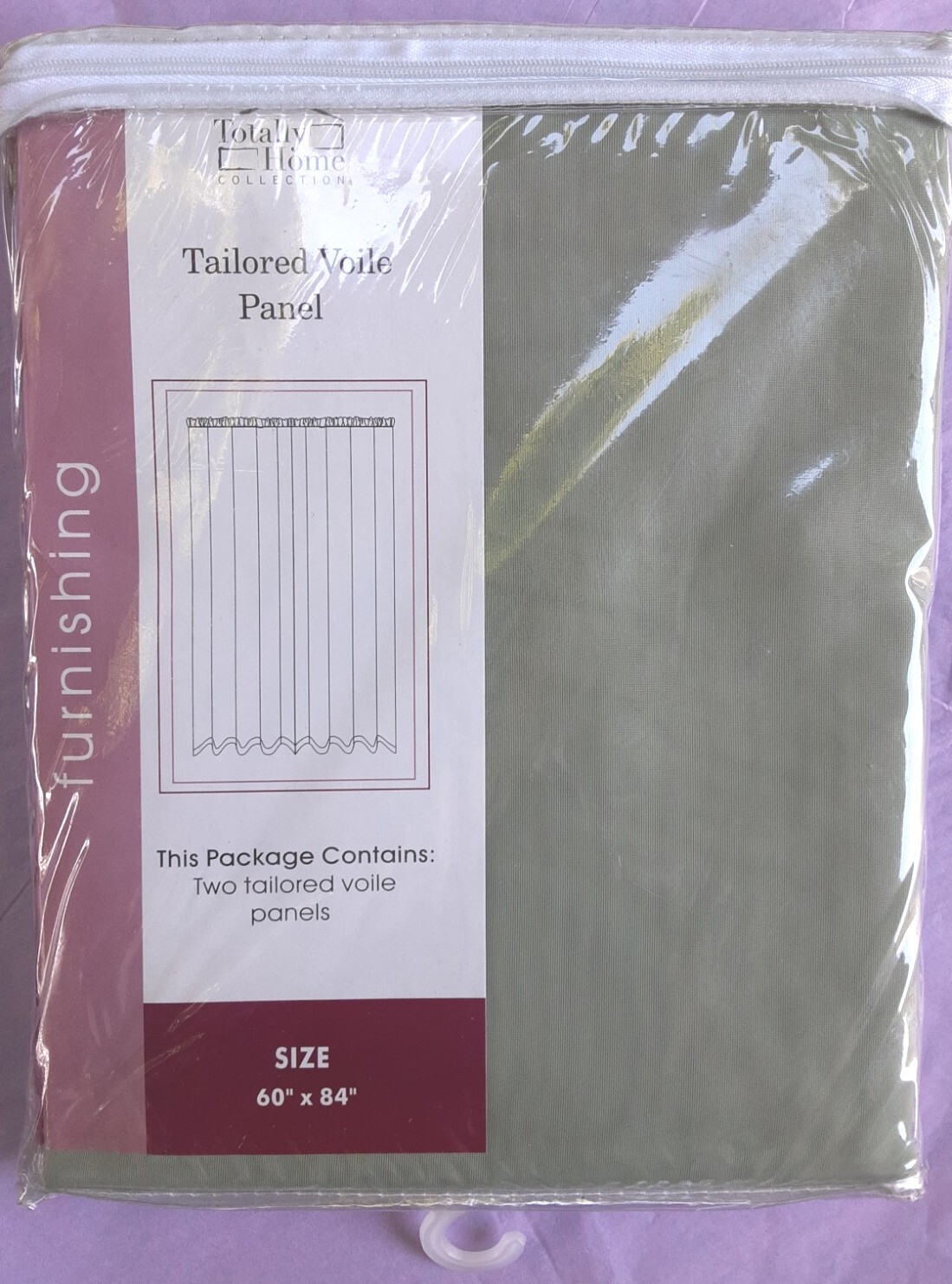Totally Home Collection 2-Tailored Voile Panels 60"W x 84"L Mintish-Green New gallery