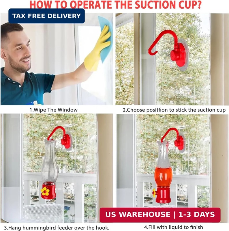 ORIENTOOLS Hummingbird Feeder 4Pack, Mini Hanging Flower Bird Feeders for Outdoo gallery