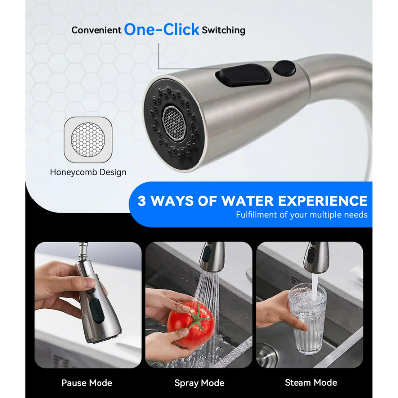 Kitchen Faucet with Pull Down Sprayer, High Arc Single Handle Brushed Nickel gallery