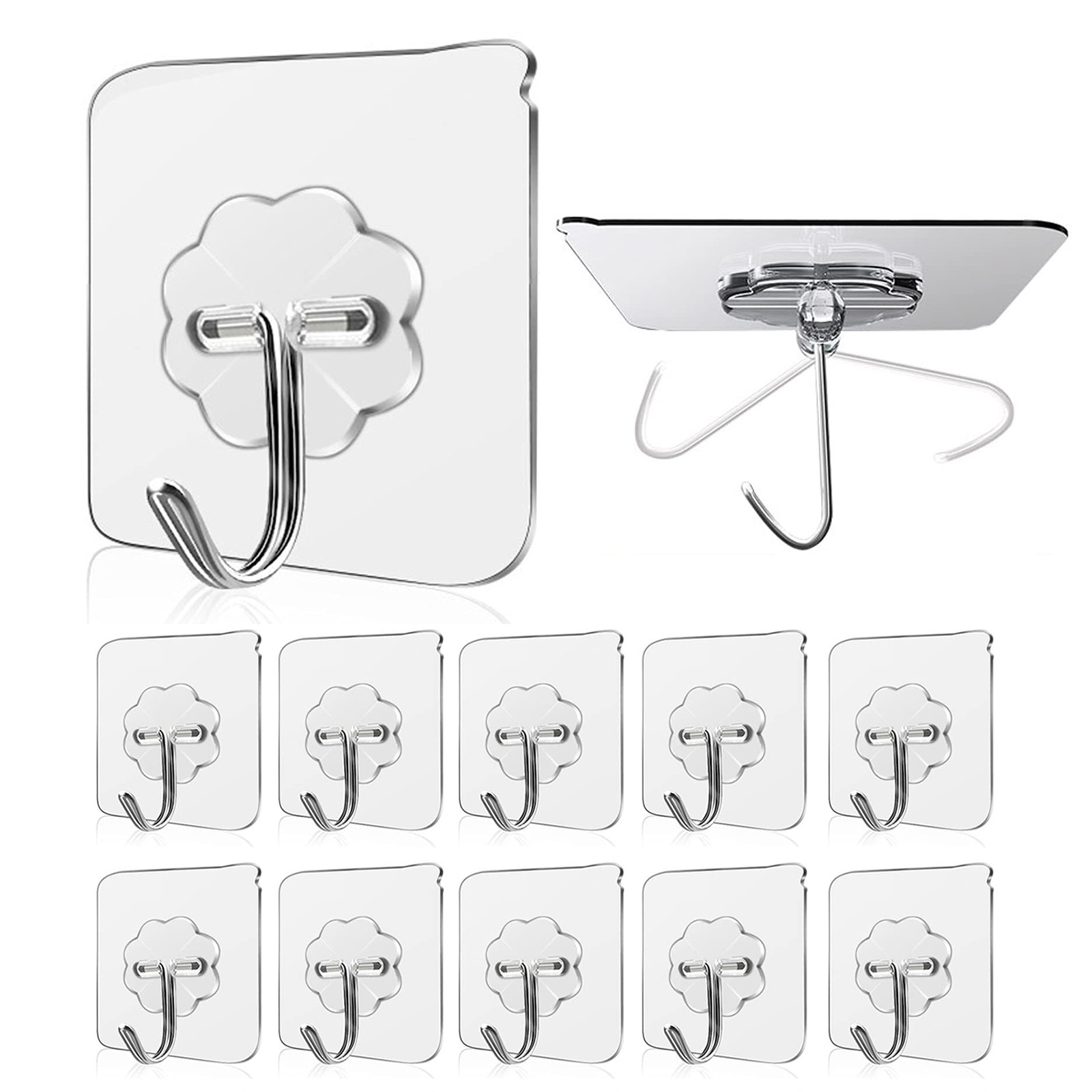 WOVU Wall Hooks - 33 lbs Max, Transparent, Seamless, Waterproof & Transparent gallery