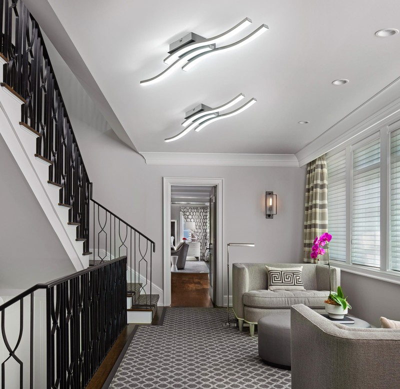 Modern Dimmable Ceiling Light Curved 3 Light 22.5 in Minimalist Flush Mount C... gallery