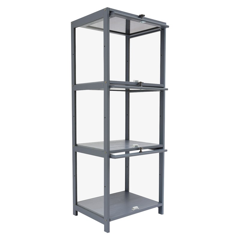 3-Tier Bamboo & Acrylic Display Case for Collectibles and Ornaments 40×32×106 cm gallery
