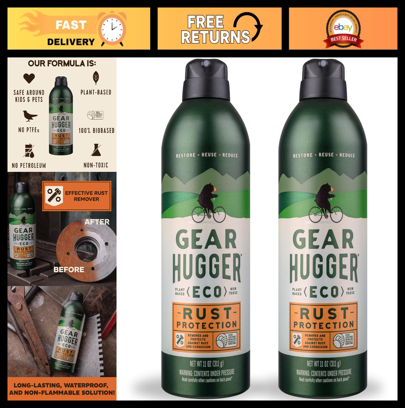 Eco-Friendly Rust Protection Spray (11 oz, 2-Pack) - Rust Remover & Preventer, N gallery
