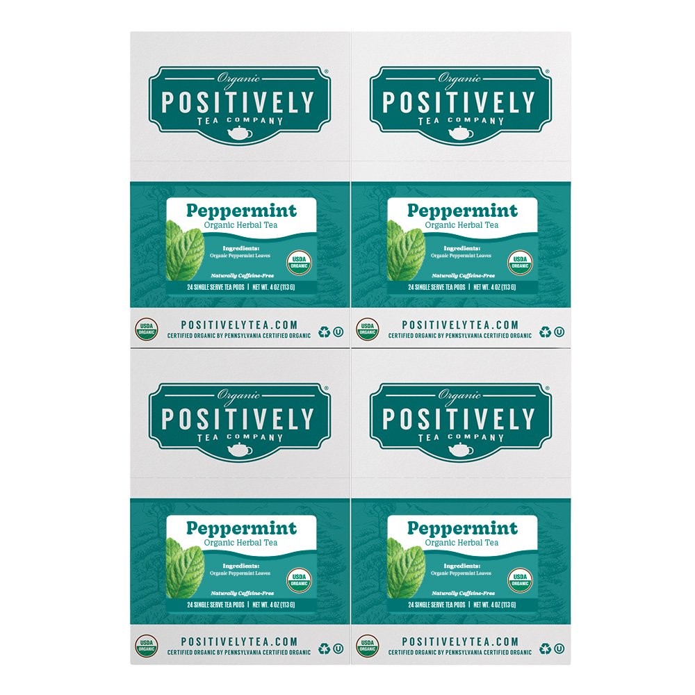 Positively Tea | Organic Peppermint Herbal Tea | 96 Pods, Keurig Compatible gallery