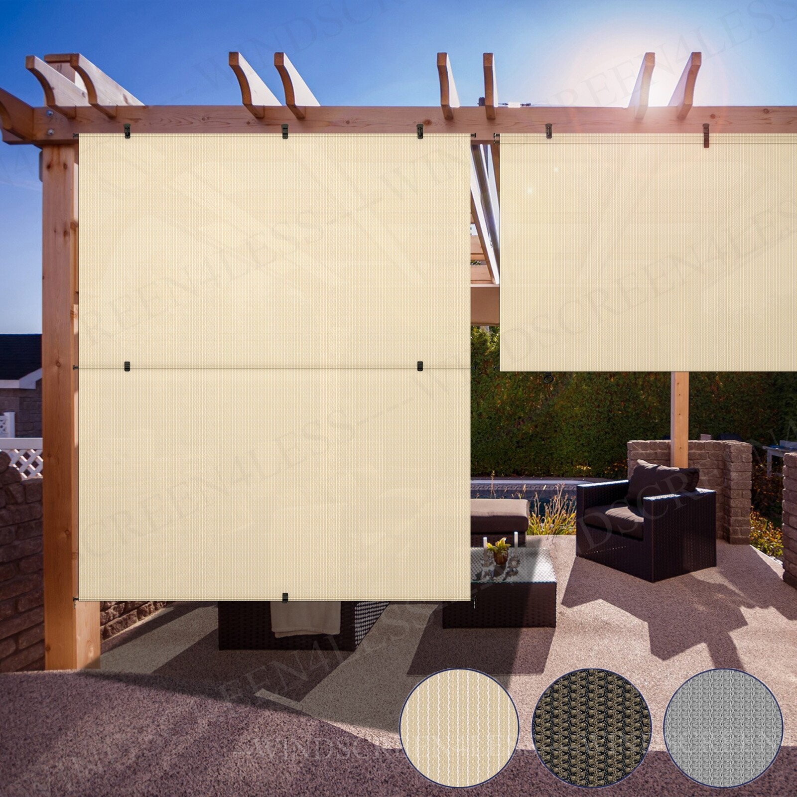 Foldable Sun Shade Curtain Roll up Shade Roller Shade Patio Porch Gazebo Pergola gallery
