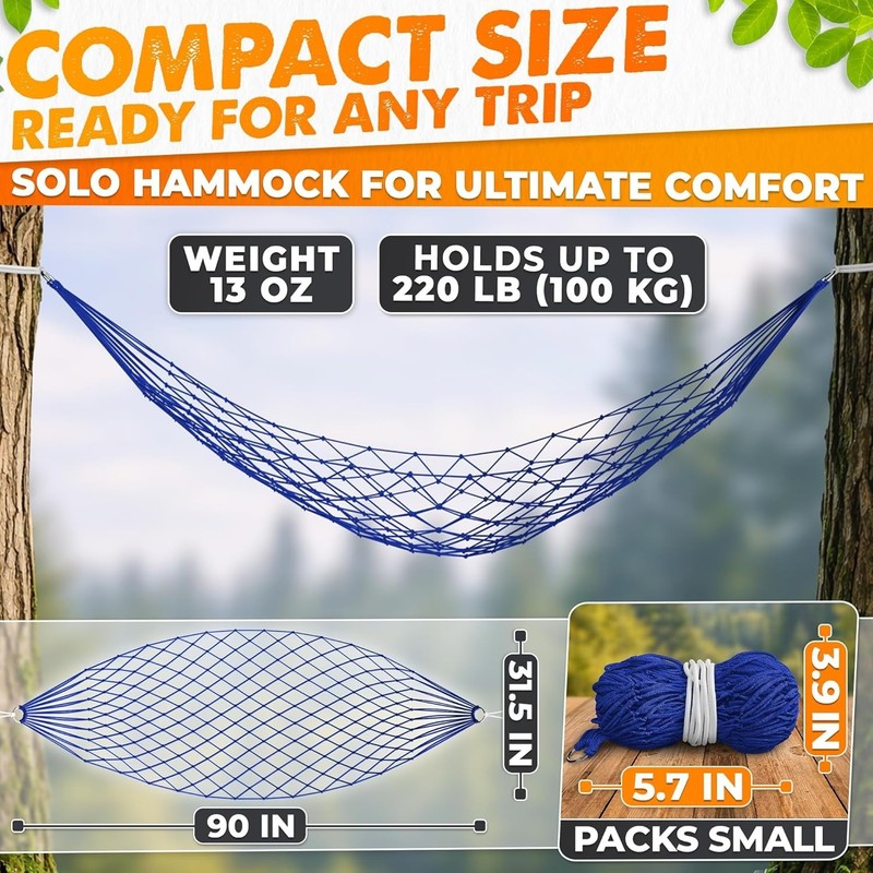 Easy Setup Outdoor Hammock - 90.5” x 31.5” in Dark Green for Garden & Travel gallery