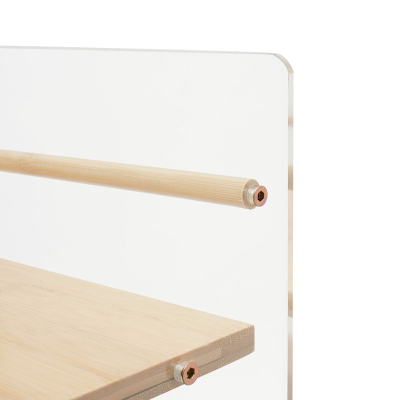 Acrylic&Bamboo End Table Side Table Modern 3-tier End Table with Four Wheels USA gallery