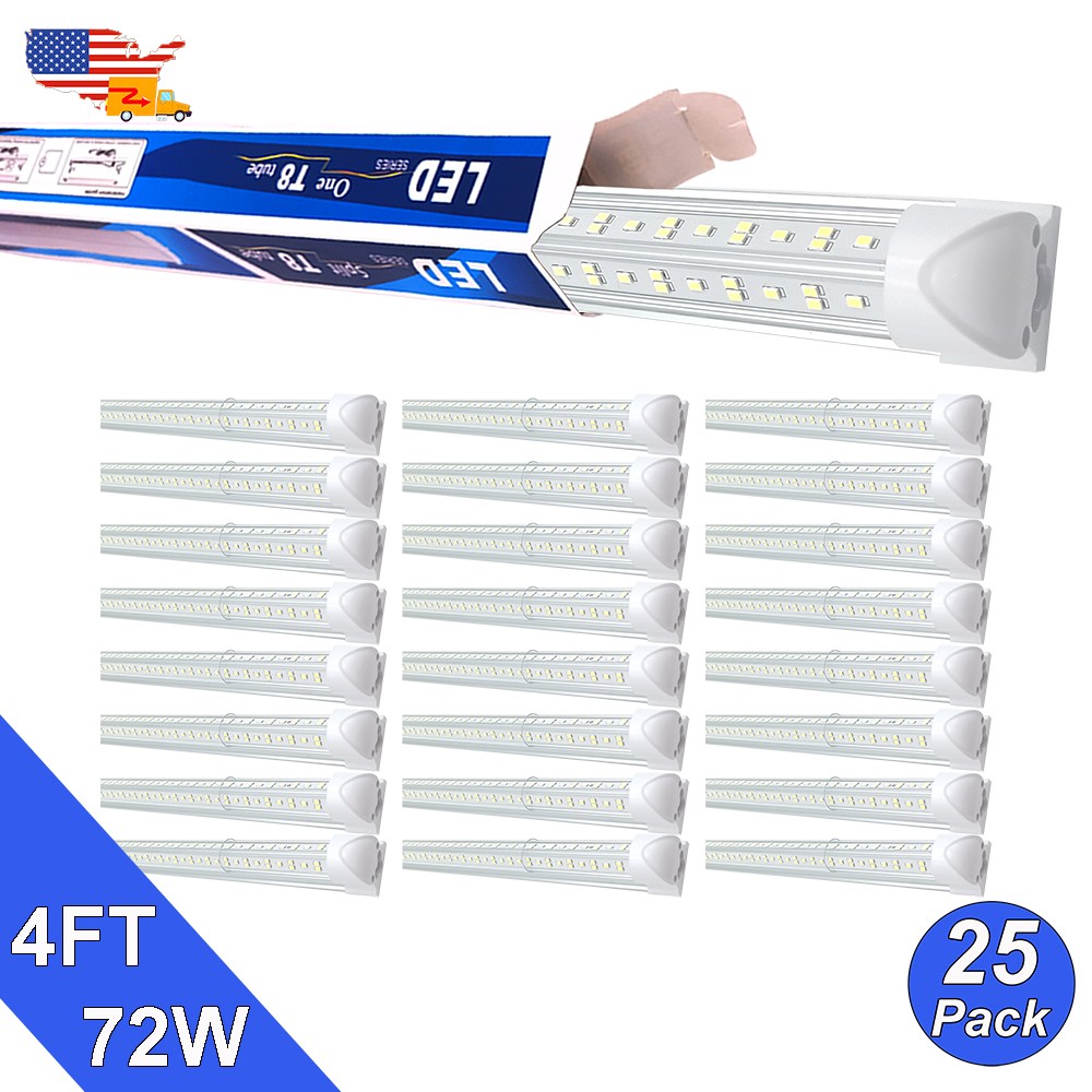 25 Pack 4 Ft Led Barn Light Fixture 72W 7200Lm 6500K Daylight V-Shape Linkable gallery