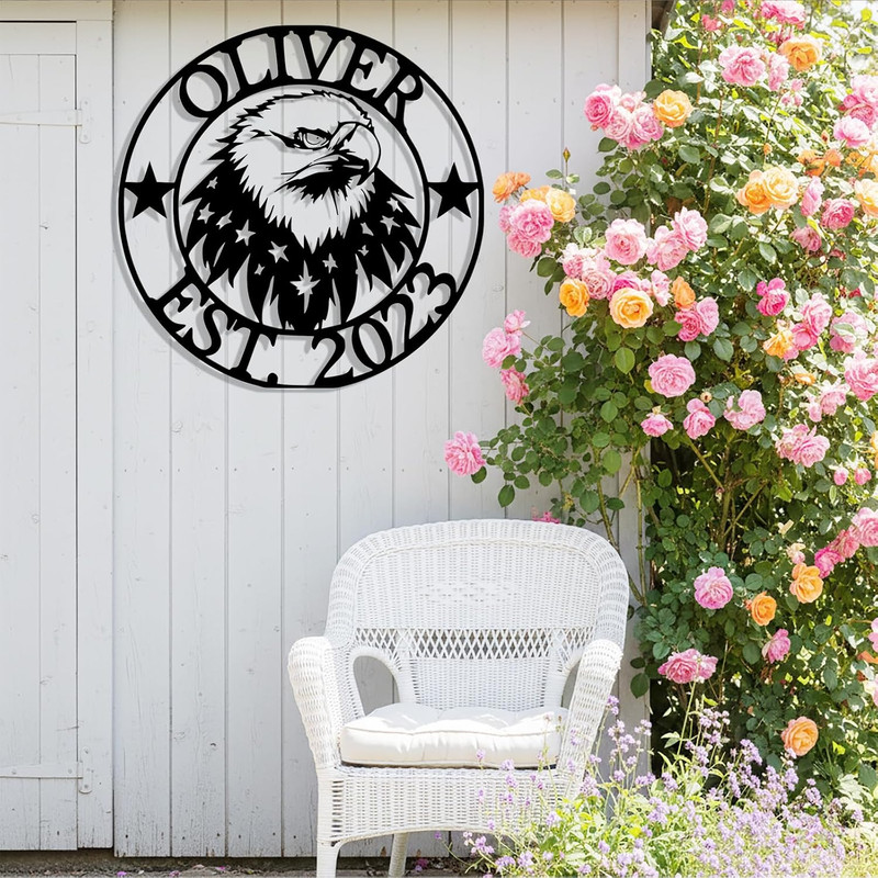 Personalized Eagle Monogram Sign EST 2026, Custom Metal Wall Decor gallery