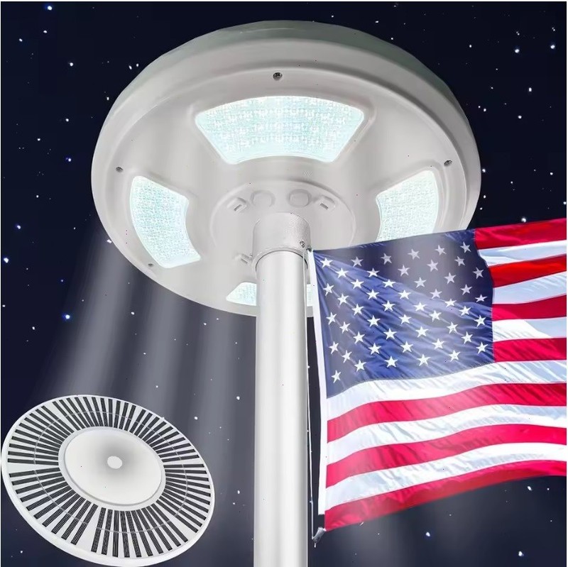 Solar Flagpole LED Light 136LED Flag Pole Light Waterproof Outdoor Pole Top Lamp gallery