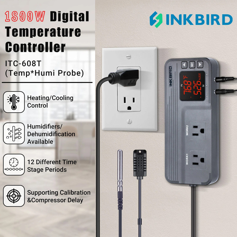 1800W Temperature Controller Humidity Control ITC-608T Seed Germination Brewing gallery