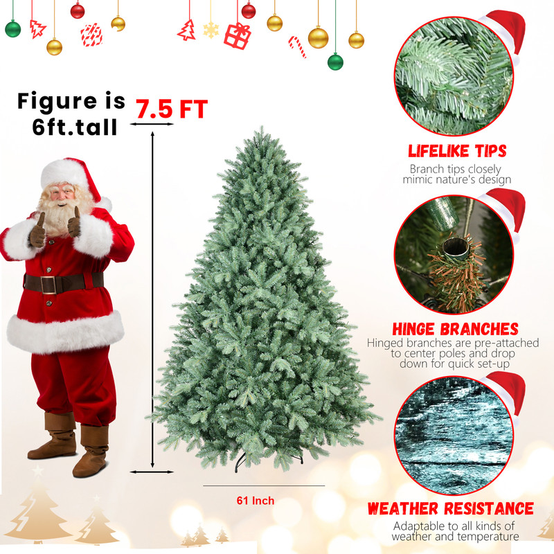 7FT Artificial Spruce Christmas Tree - 2518 PE&PVC Branch Tips - Metal Stand gallery