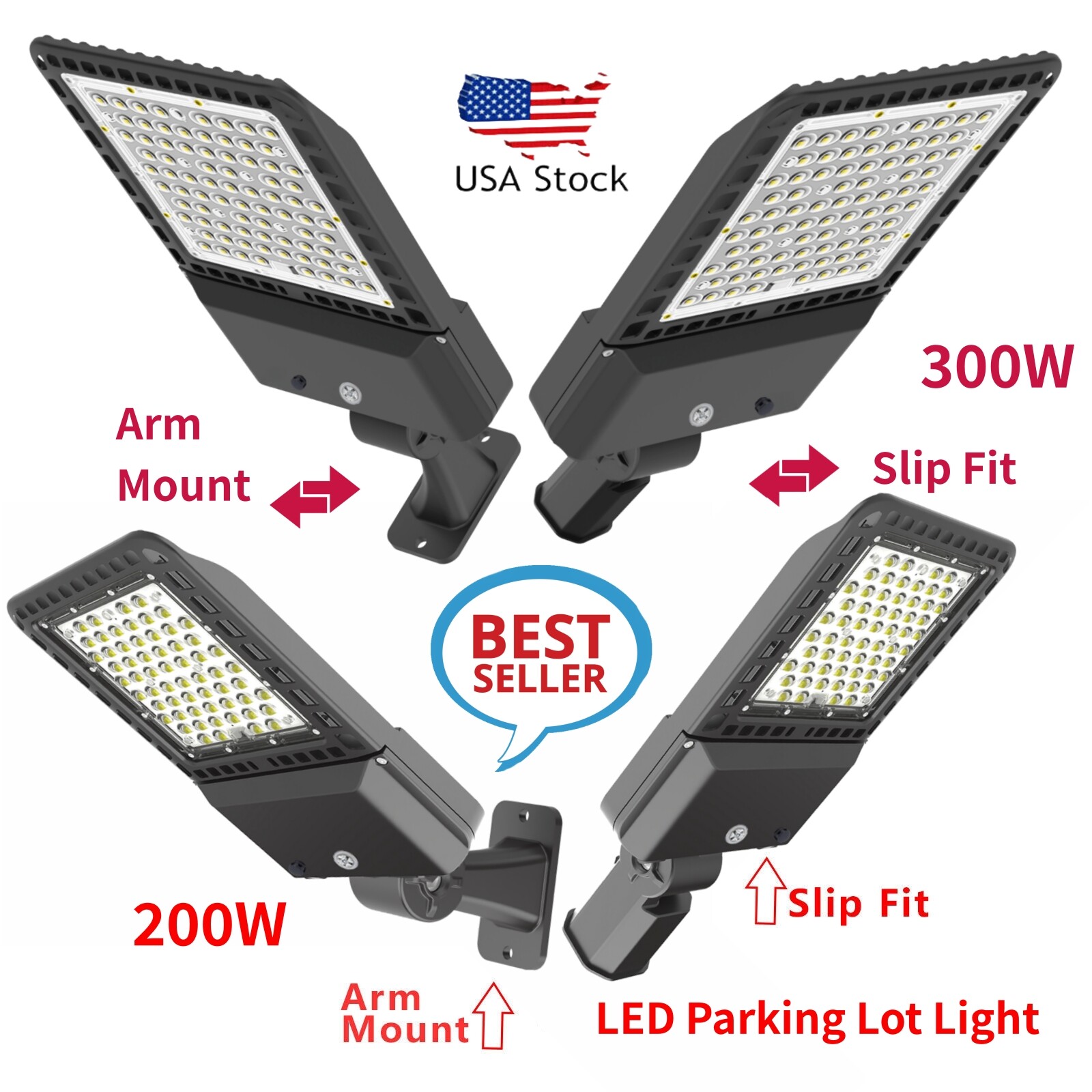 Commercial LED Parking Lot Street Light 200W 300W Dusk To Dawn Led Shoebox Light gallery