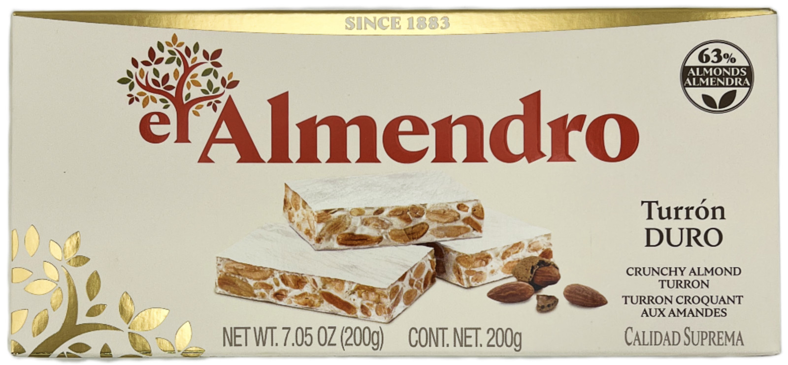 El Almendro Crunchy Almond Turron (PACK of 3, 7.05oz Each Bar) gallery