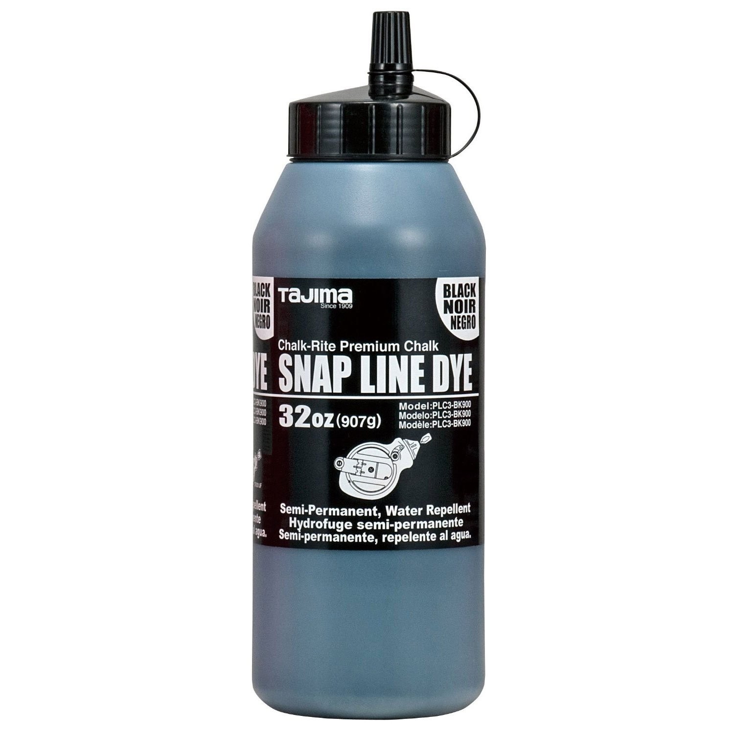 32 oz Black Marking Chalk - Semi-Permanent Snap-Line Dye, Durable Bottle & Easy- gallery