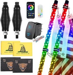 2 Pack 4FT Whip Lights with Spring Base,LED Whip Light with App & Remote Control