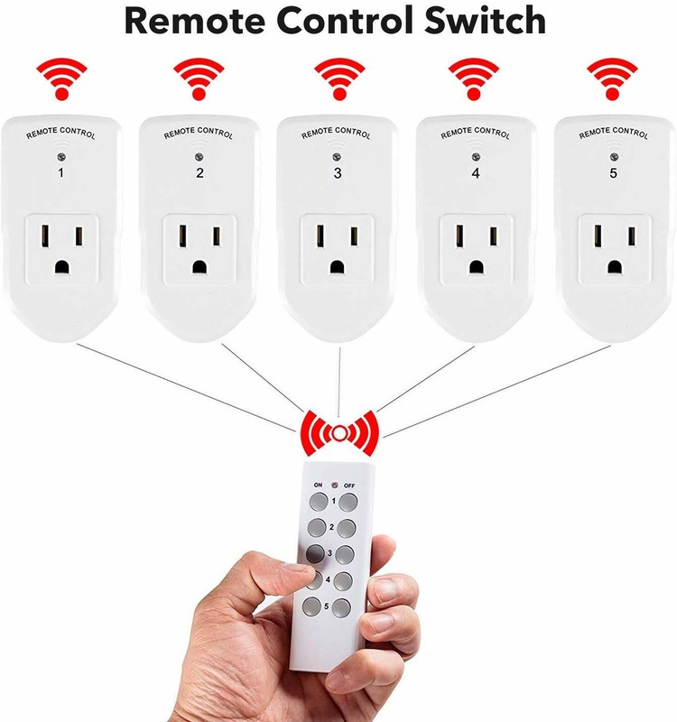 BN-LINK 5 Pack Wireless Remote Control Outlet Switch Power Plug In for lights gallery