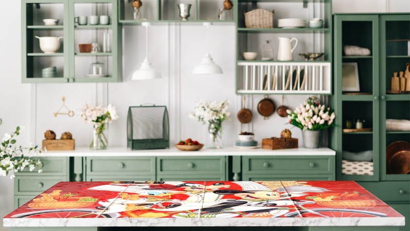 ceramic tile mural backsplash. Positano terrace garden Mediterranean sea view. gallery