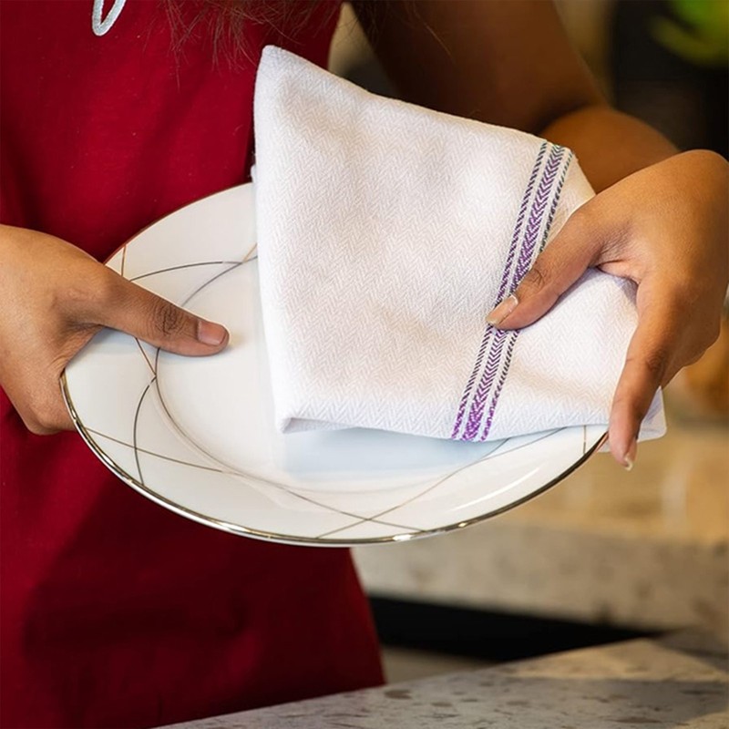 Herringbone Kitchen Towels Set – Pack of 12 – 100% Cotton, Stripe Tea Towel gallery