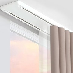 Double Track Curtain Rail Ceiling Mounted, Silent Heavy Duty 1m/3.3ft White