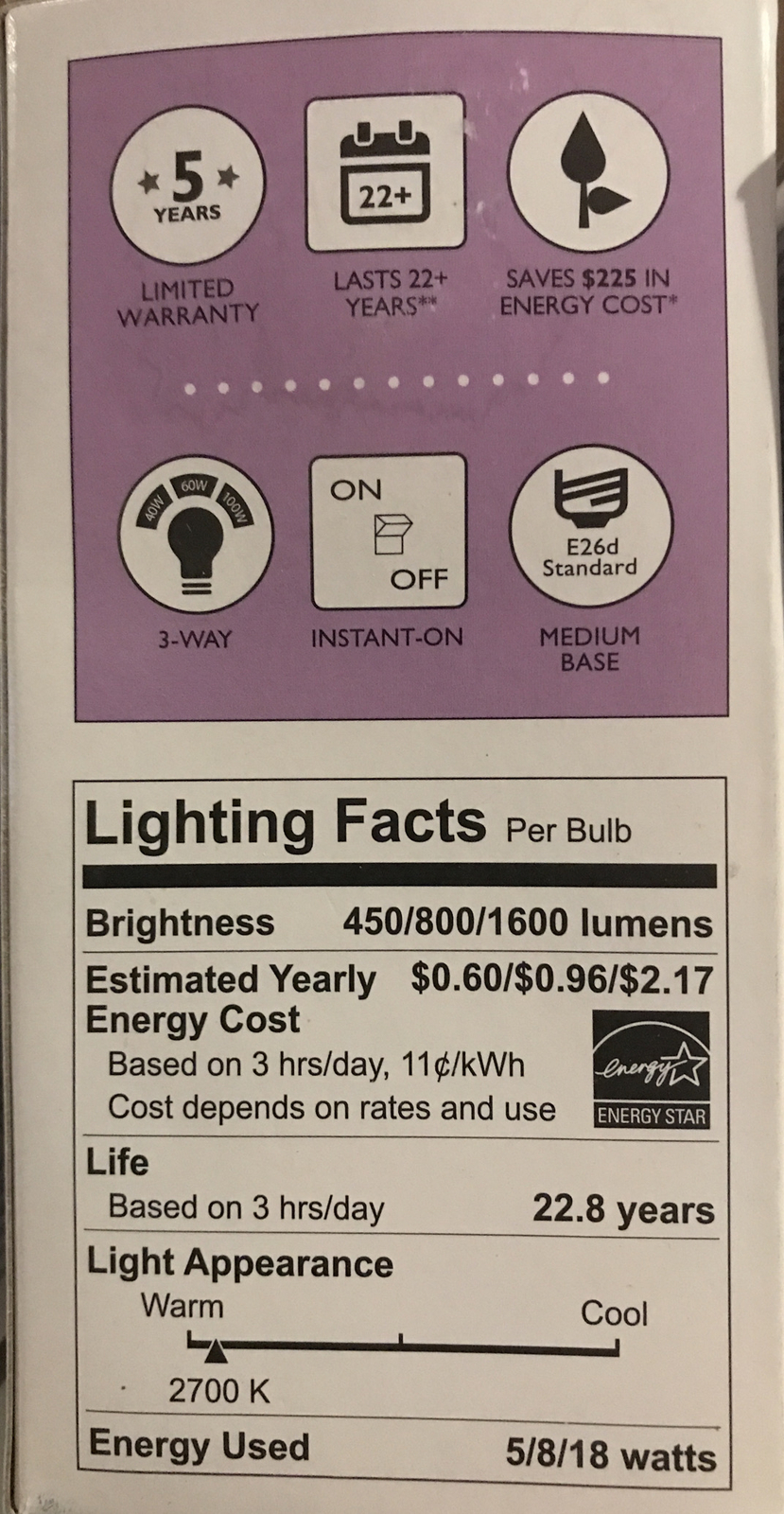 3-Philips LED 3-Way Light Bulb A21 - Soft White - 40/60/100W - Medium Base, 120v gallery