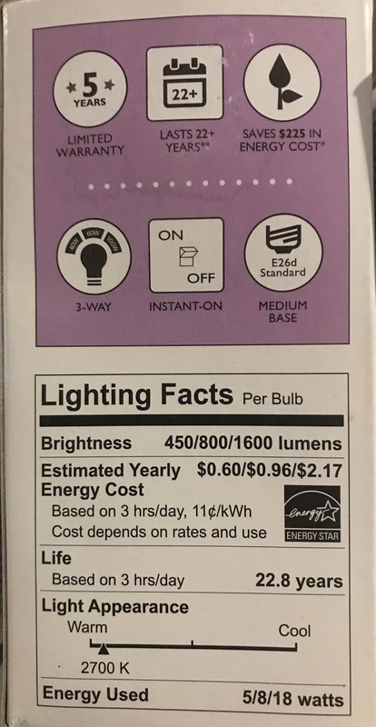 3-Philips LED 3-Way Light Bulb A21 - Soft White - 40/60/100W - Medium Base, 120v gallery