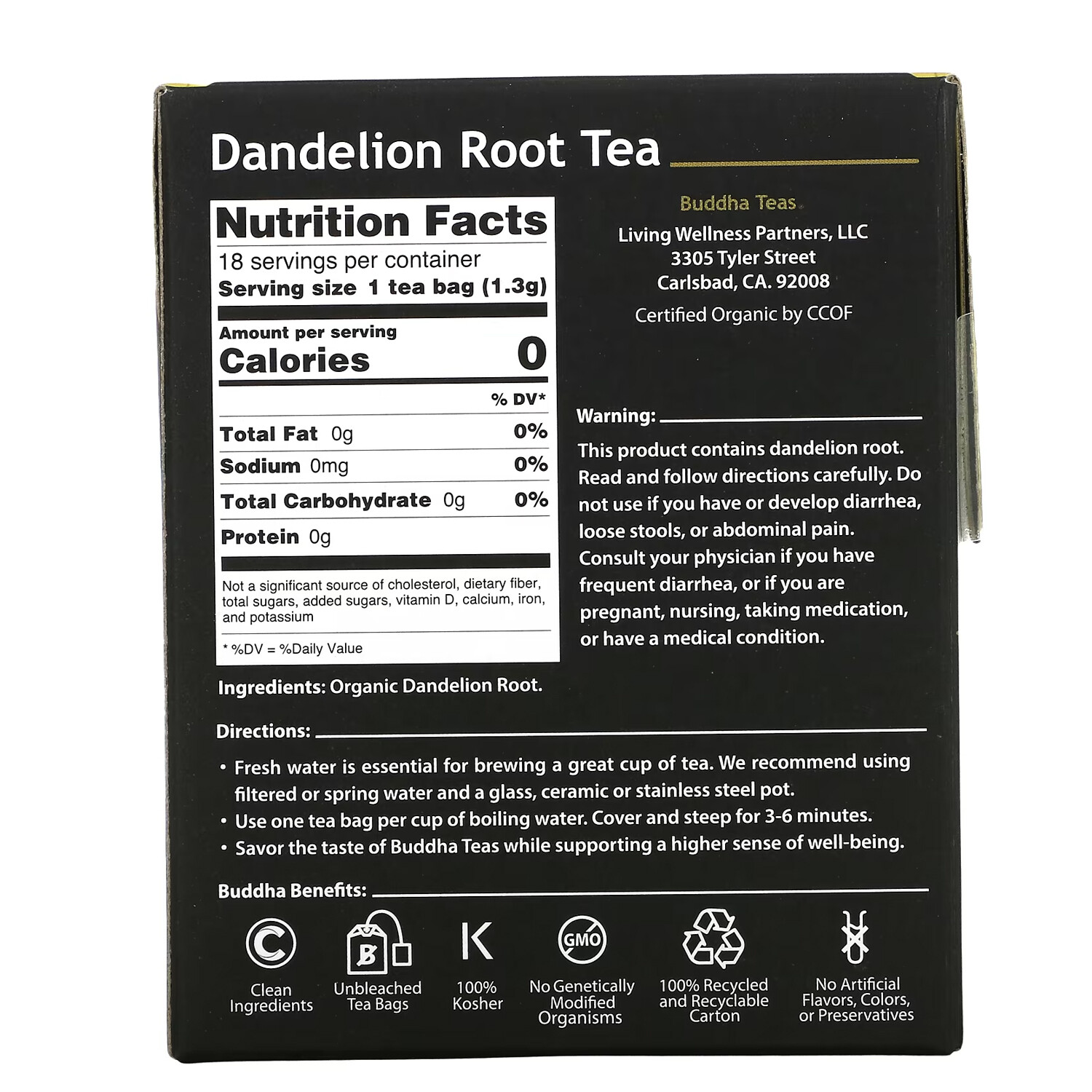 Buddha Teas Organic Dandelion Root Tea, 18 Tea Bags gallery